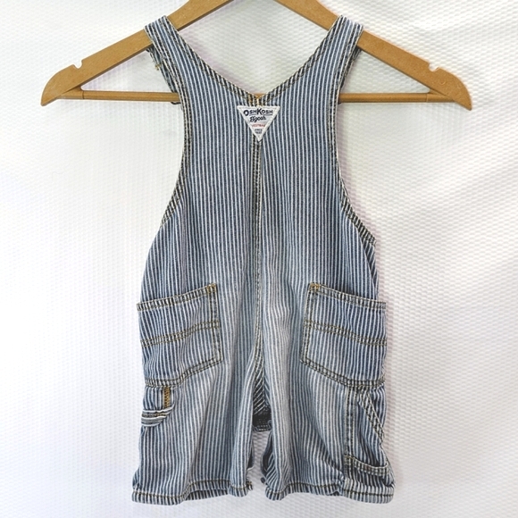 VTG Oshkosh Blue and White Hickory Stripe Shortalls - 24M - Picture 3 of 6